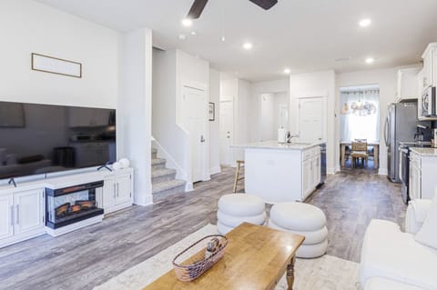 Cozy up by the fireplace