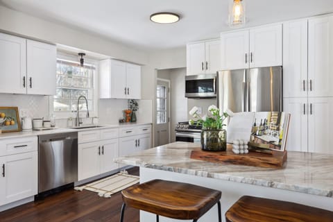 Bright and airy fully stocked kitchen 