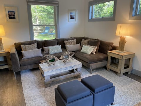 Open Living Room Concept with Crate and Barrel Sofas