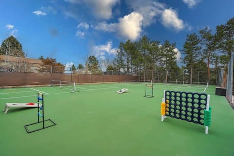 Perfect for outdoor games lover, 3 full-size Pickleball courts complete with the Pickleball equipment, which you rarely find on an Airbnb!