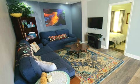 Get cozy in the spacious living room, enjoy Roku TV, our favorite games or music