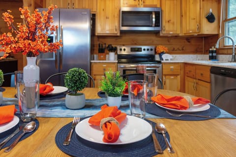 You'll find the kitchen stocked with everything you need — from cookware to pantry staples.