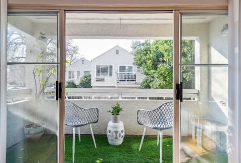 A bright private balcony.