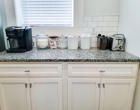 Keurig Duo- K cups or drip. Coffee, cream, sugar, tea, and hot chocolate here!