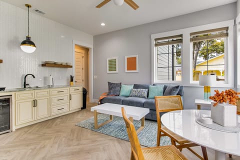 Our spacious living room with a pull-out sofa bed provides plenty of room for everyone.