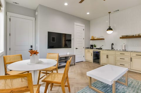 Enjoy a comfortable and entertaining stay in our living room with a Smart TV.