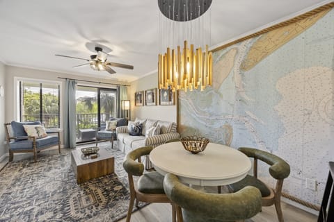 This updated dining table has enough room for 3 people - the breakfast bar also has 2 stools!