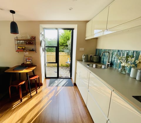 Kitchen and french doors to patio