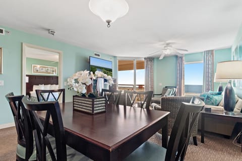 Unwind in your elegant dining space with ocean views, perfect for morning coffee or evening meals with loved ones.