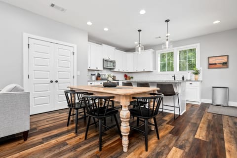 Large dining table with seating for 6