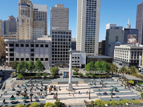 Step outside to vibrant plazas, shopping, and city energy.