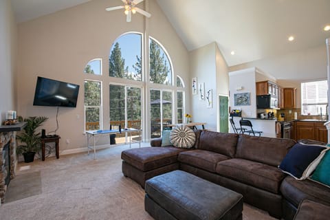 Amazing Living room, Spacious Sofa, TV, Outside View