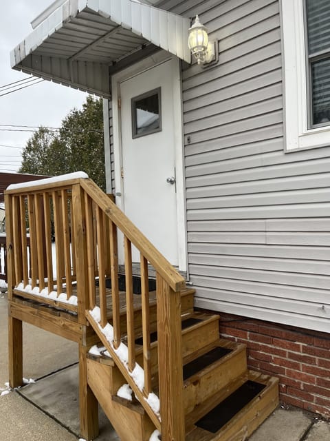 Entrance door.  Always well lit for guests.