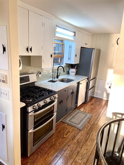 The kitchen has everything you need for comfort.