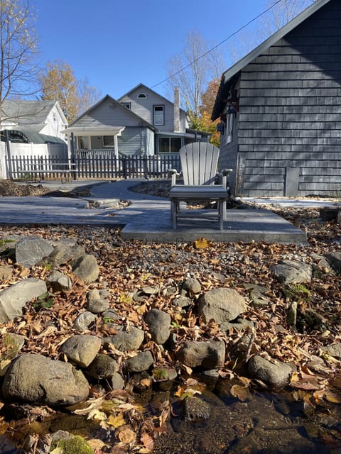 Meditation station by backyard Brook and backyard creation always improving 