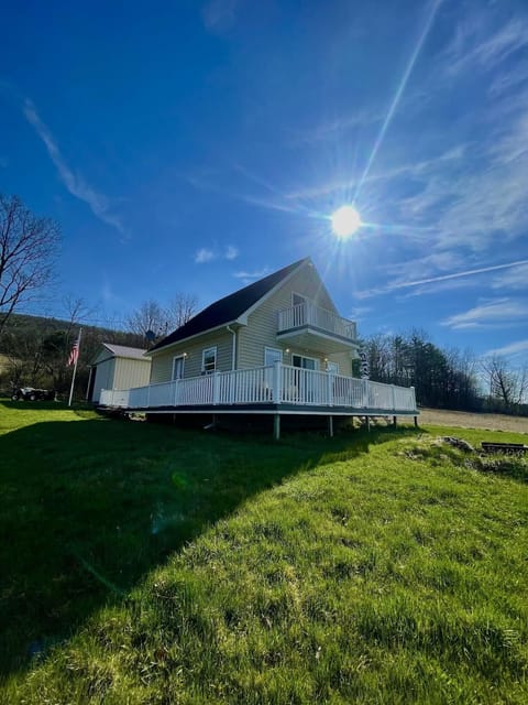 cabin and barn