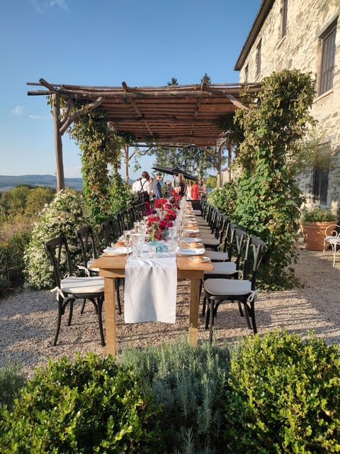 Dinner on the stone manor terrace