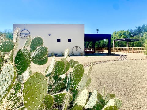 Side view of Casita Bella and fenced area.
