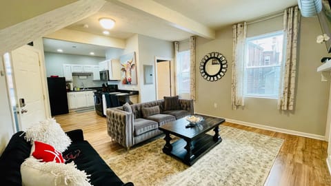 2nd floor living room with two couches. 