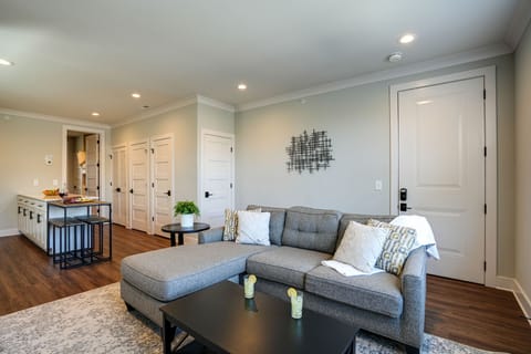 Open concept living room with Smart TV