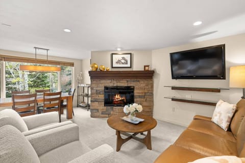 The living room sofa folds out to a queen size sofa bed allowing for additional sleeping space for your group.