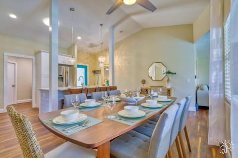 Contemporary dining room with a touch of homely charm
