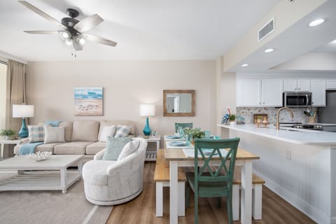 Living Room, Dining Space and Kitchen