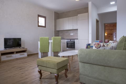 Our brand new home with a colorful living room
