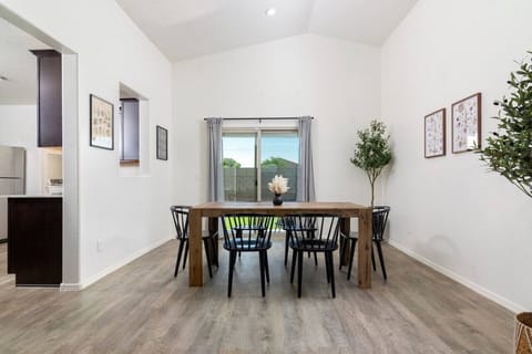 Our dining table is spacious enough to accommodate a homemade, gourmet meal for the whole group.