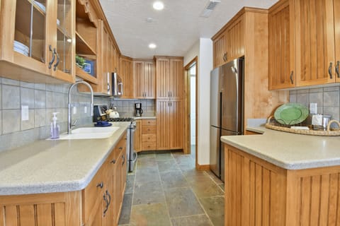 A newly updated full size kitchen with new stainless steel appliances has been stocked with every accessory we could think of