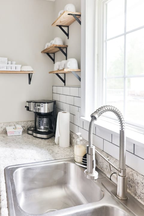Stylish subway tiled backsplash