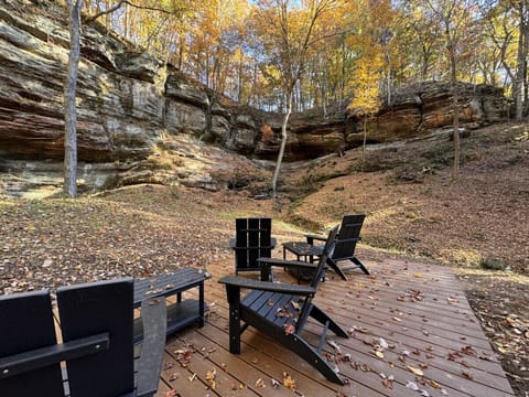 We have a platform (Moon's Landing) at Horseshoe Canyon to sit and enjoy some of our seasonal waterfalls, caves, cliff/rockwall, canyon while on our private hiking trails