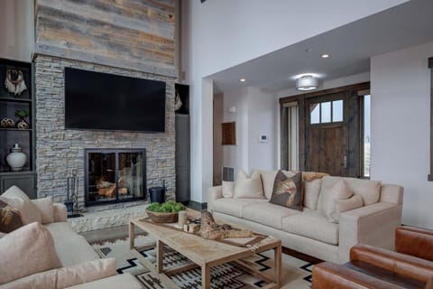 Living room on main level, with front door entrance