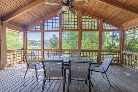 Fabulous screened-in porch. Great for meals and viewing the lake.