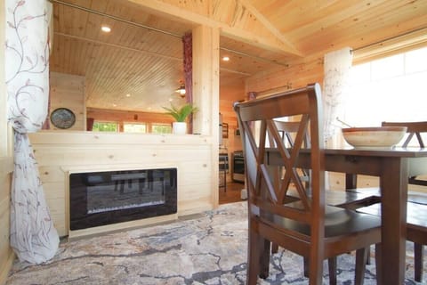 Let this electric fireplace top off your perfect meal with the perfect view