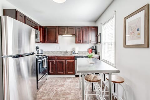 Our kitchen is fully stocked with all the cookware you need to make a delicious homemade meal. We have all the basic pots and pans to help you whip up your favorite meals.