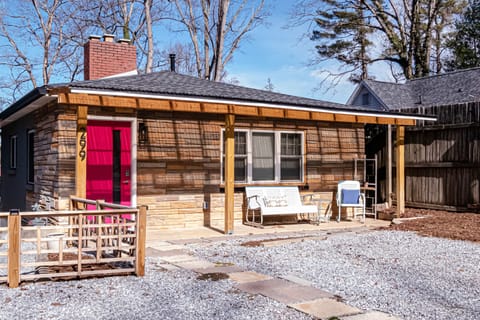 Front Entry with covered porch and parking for two cars