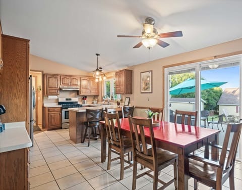 Large dining table for family meals.