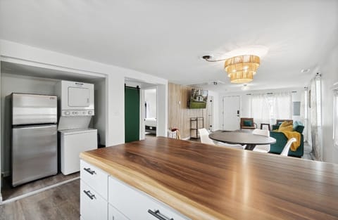 Kitchen looking into the dinning area and living room. 