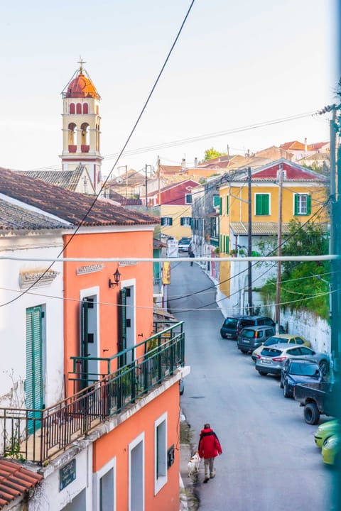 The photo captures a charming scene of village life from our window.