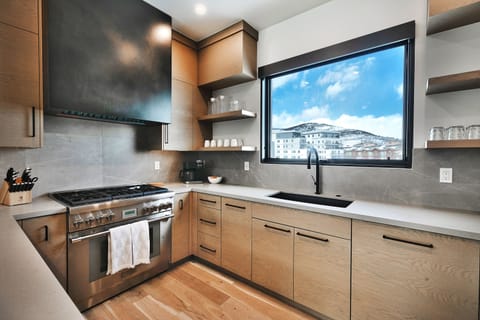 Full kitchen with gas stove