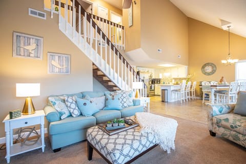 Well designed living areas with separate sleeping and living spaces. The open staircase brings a unique look into the main living area.