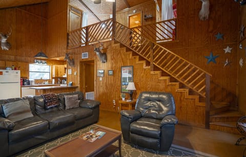 Living room view with stairs