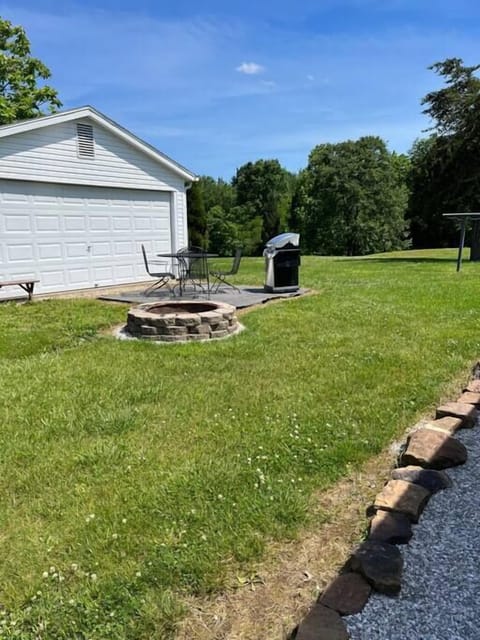 Enjoy the firepit with seating for 4 with a gas grill.