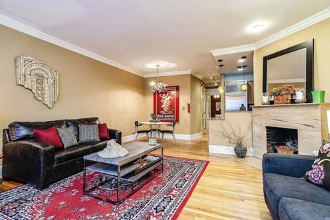 Living Room / Dining Room combo with pullout couch (denim colored couch)
