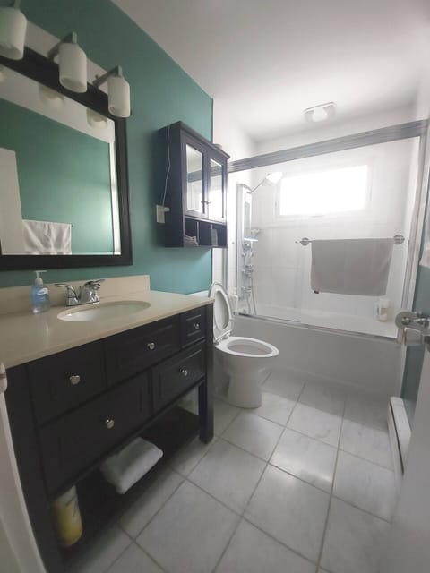 Modern bathroom with shower spa system 