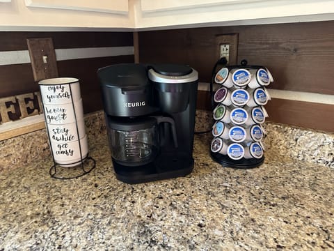 Keurig coffee maker with coffee selections for your enjoyment!