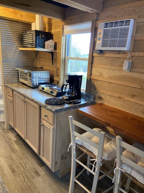 Enjoy eating at the bar or outside on the picnic table or work remote here!