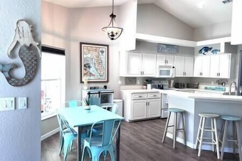 Dining table and kitchen