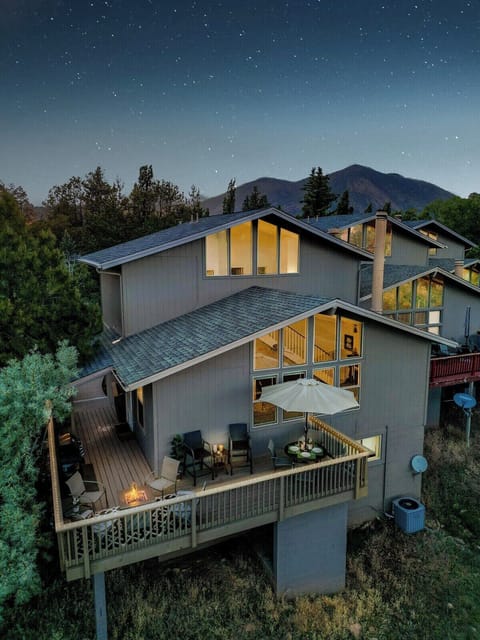 Watch the stars from the deck  and stay warm with the propane fire pit!